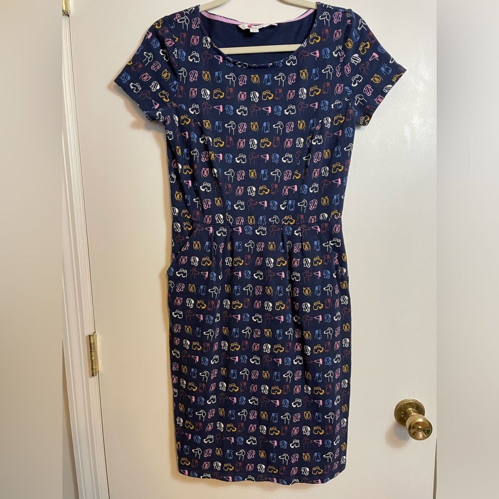Boden Phoebe Cotton Dog Print Jersey
Dress, French Navy/Rufus Size 4 100% Cotton